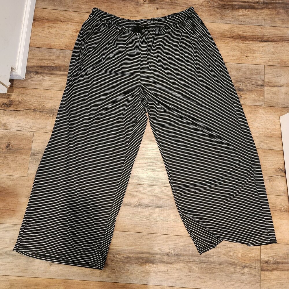 Striped Wide Leg Lounge Pants Black White 4XL Y2K